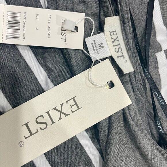 Exist Maxi Dress 3/4 Sleeve Stripe Ribbed Sz Medium Cotton Versatile Aesthetic - Picture 6 of 16